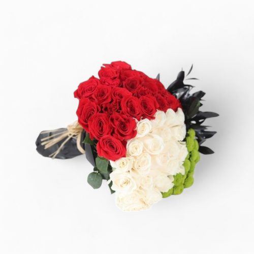 Elegance in Red, White, and Green Bouquet