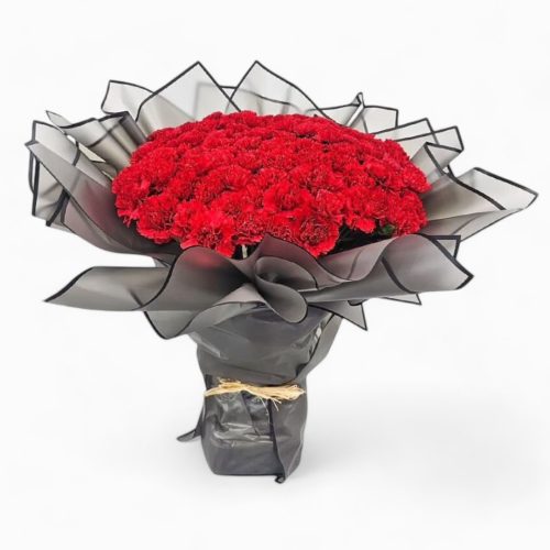 Crimson Elegance Red Carnations Bouquet