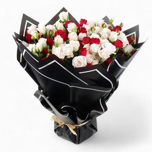 Timeless Charm Red & White Rose Bouquet