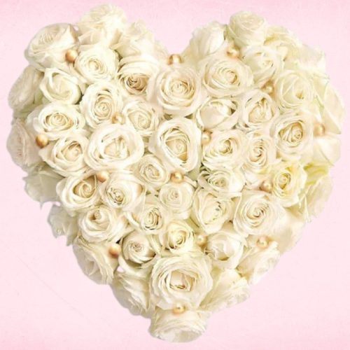 WonderHeart - White Roses Heart Arrangement