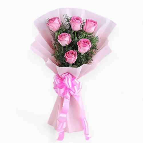 Delicate Love Pink Roses Bouquet