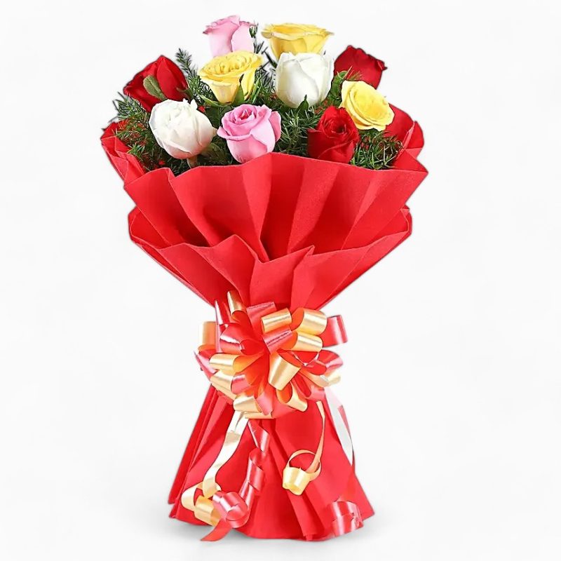 Rainbow Love Mixed Roses Bouquet