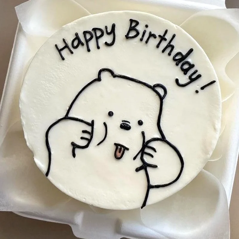 Fluffy Teddy HBD Mini Bento Cake - White - Image 2