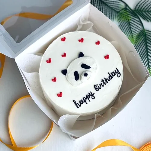 Panda Love HBD Mini Bento Cake - White