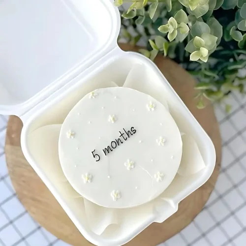5 Months Floral Mini Bento Cake - White