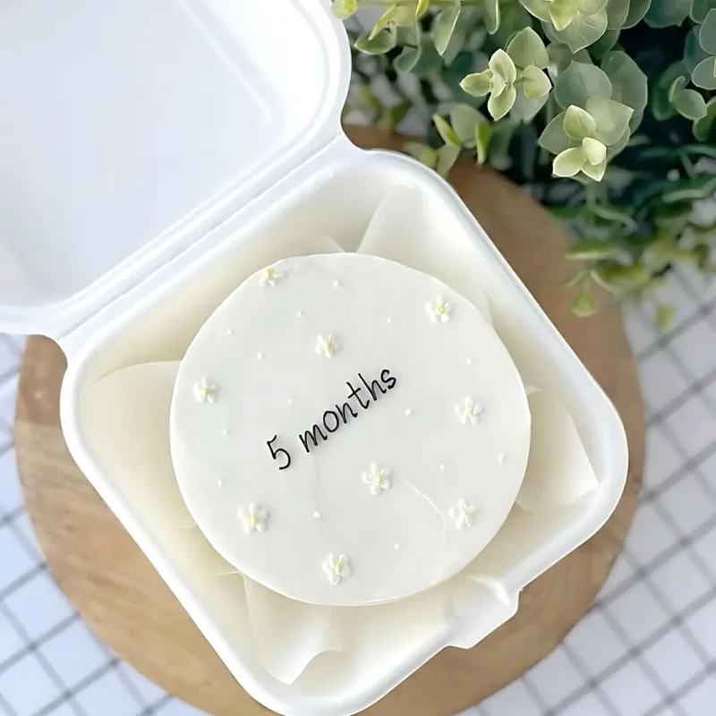 5 Months Floral Mini Bento Cake - White