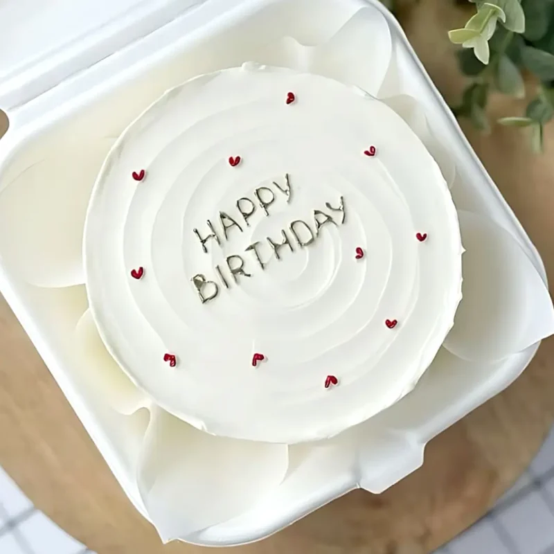 Mini Hearts HBD Mini Bento Cake - White - Image 2
