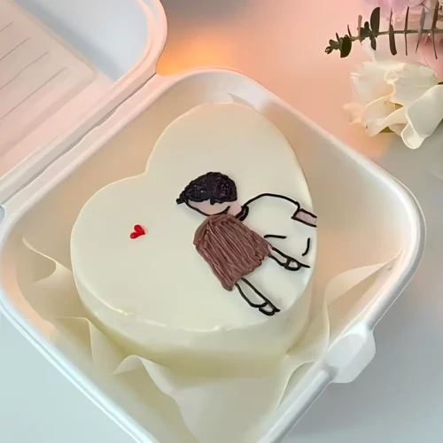 Couple Love Mini Bento Cake - White