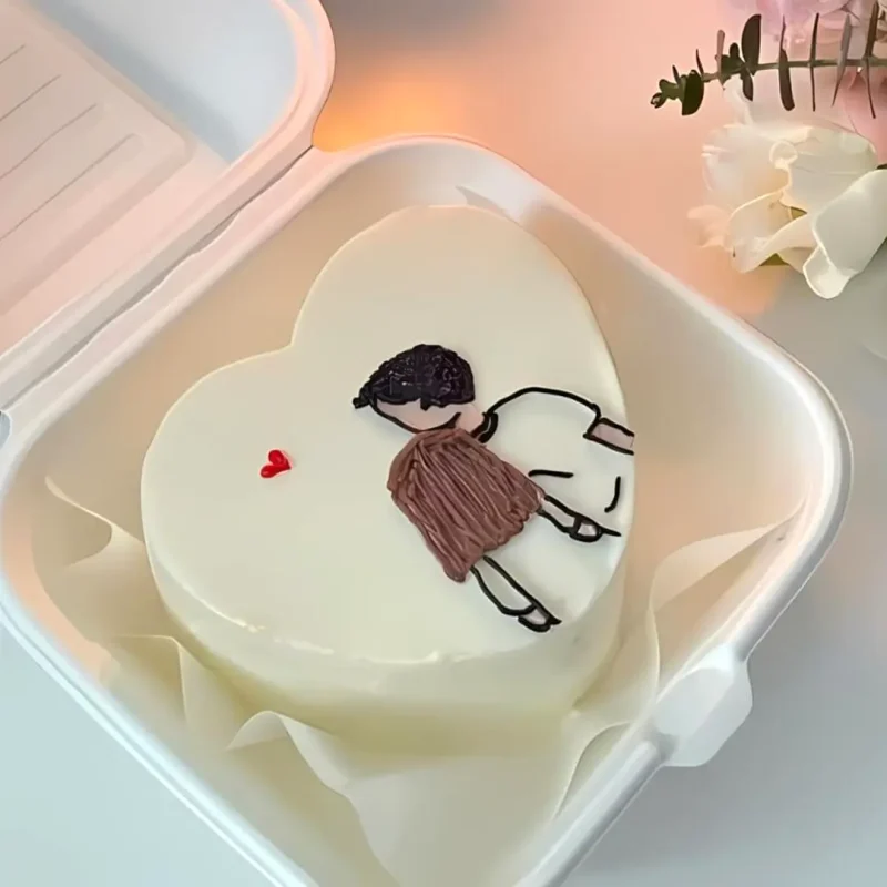 Couple Love Mini Bento Cake - White