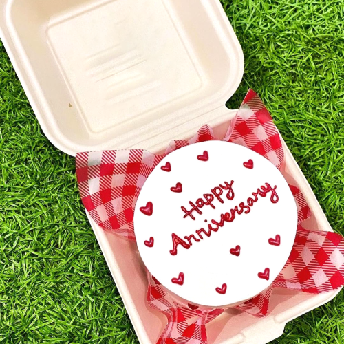 Anniversary Heart Love Mini Bento Cake - White