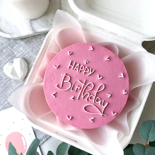Happy Birthday Hearts Mini Bento Cake - Hot Pink