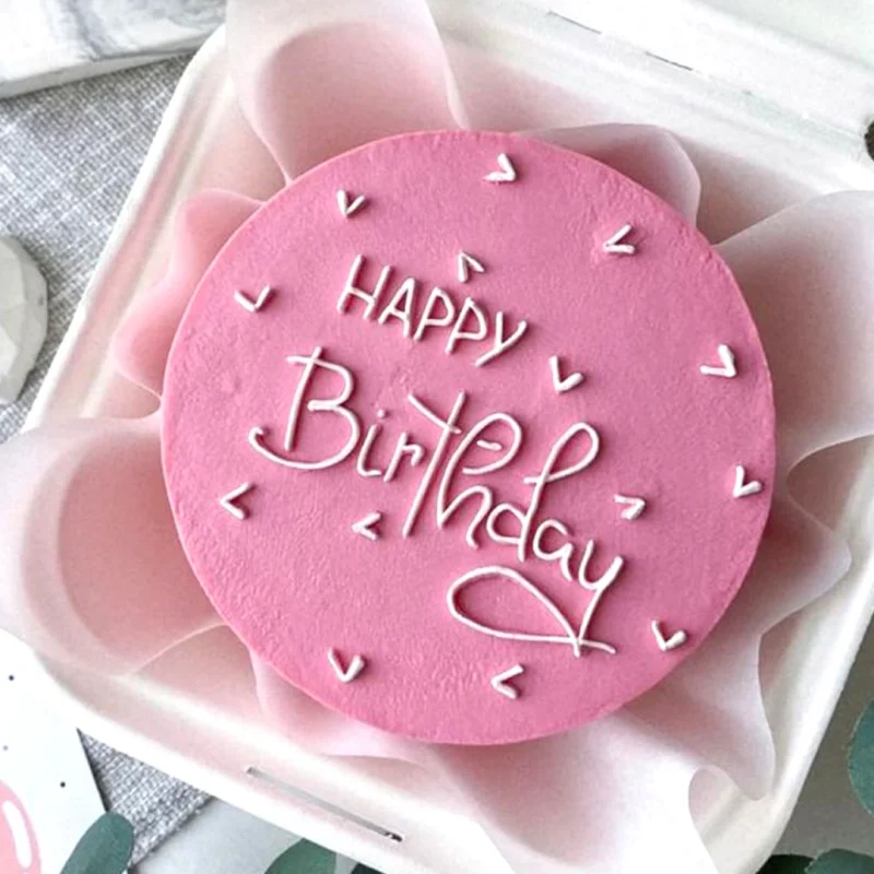 Happy Birthday Hearts Mini Bento Cake - Hot Pink