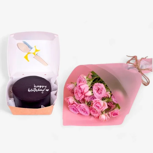 Beautiful Baby Rose Bouquet with flower Mini Cake