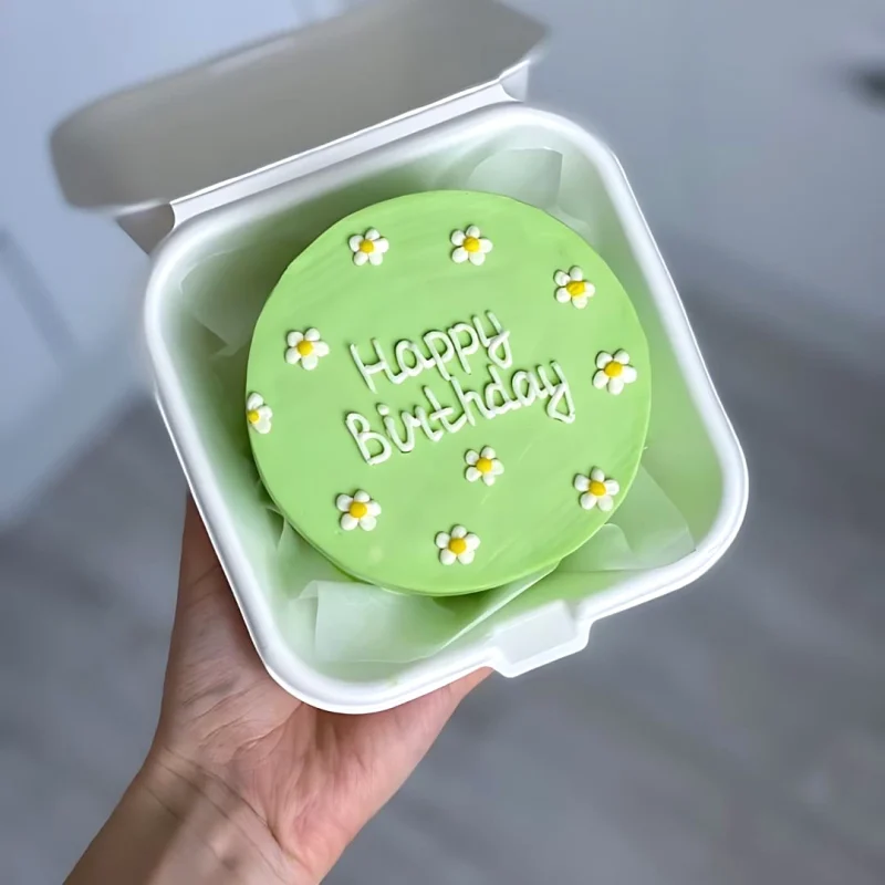 Happy Birthday Floral Mini Bento Cake - Green