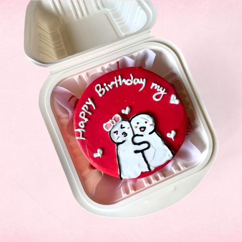 Happy Birthday My Boo Bear Mini Cake - White