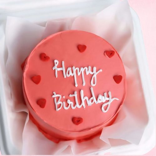 Happy Birthday Love Mini Cake - Red Orange