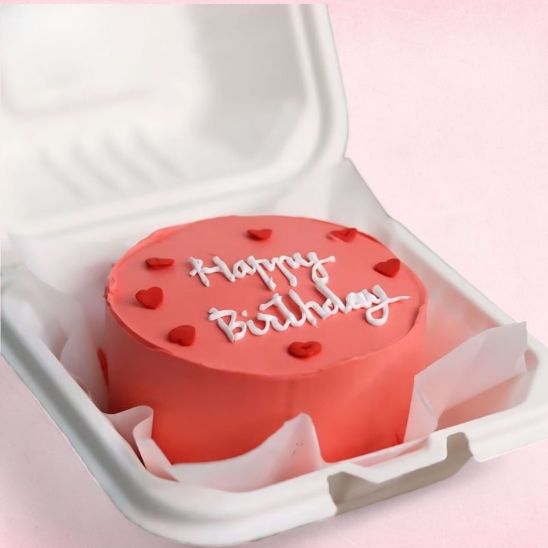 Happy Birthday Love Mini Cake - Red Orange - Image 2