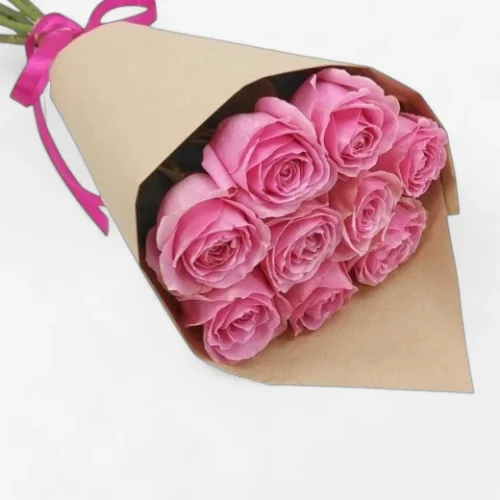 Blushing Charm - Fresh Pink Roses Flower Bouquet