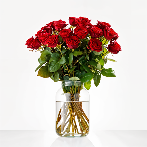25 Romantic Red Rose Jar Vase Arrangement
