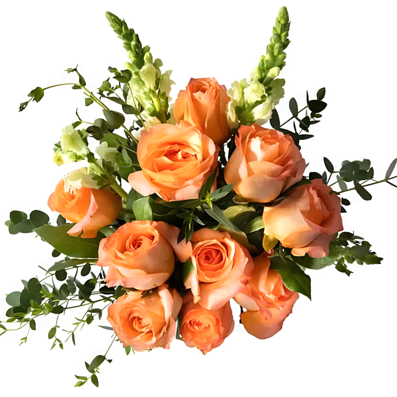 Blooming Peach Rose & Snapdragon Vase Arrangement - Image 2