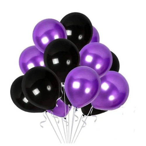 Black & Purple 15 Pcs Balloons Collection