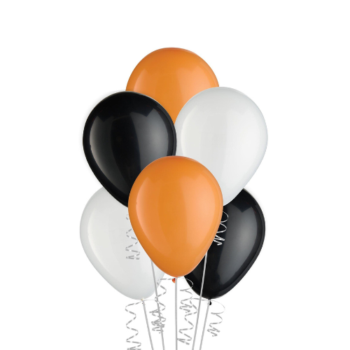 White, Black & Orange 6 Pcs Balloons Collection