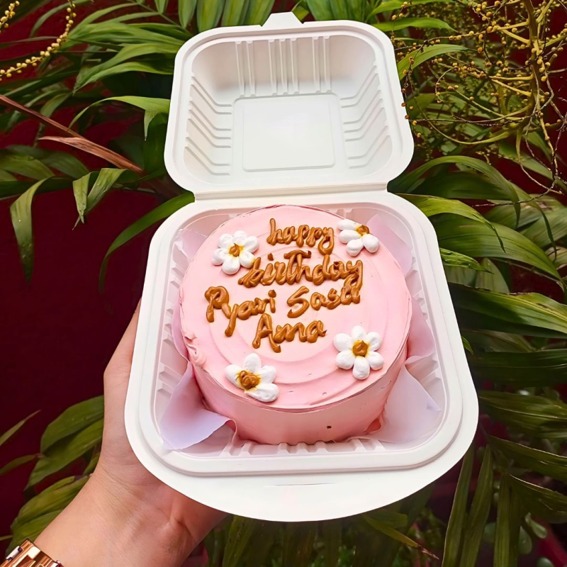 Floral Happy Birthday Mini Cake - Pink