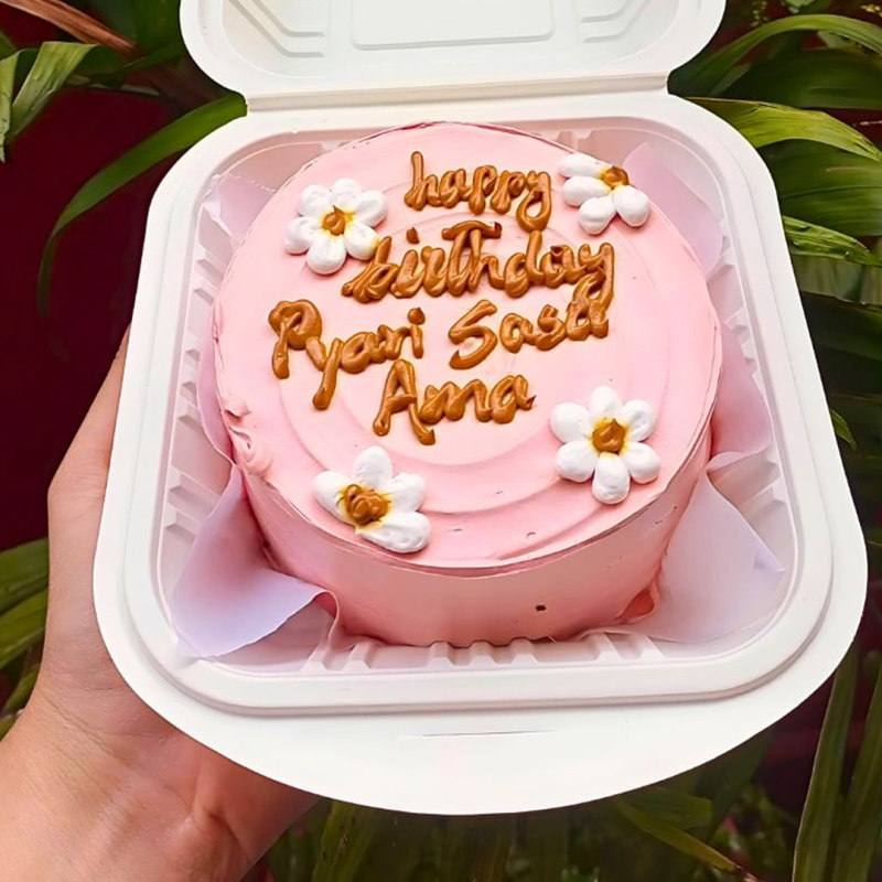 Floral Happy Birthday Mini Cake - Pink - Image 2