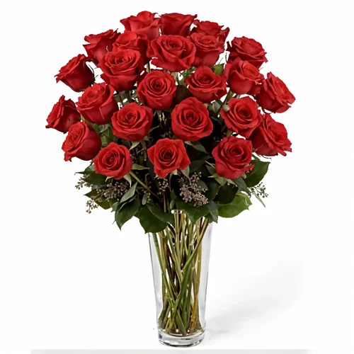 24 Red Roses Absolute Floral Vase Arrangement