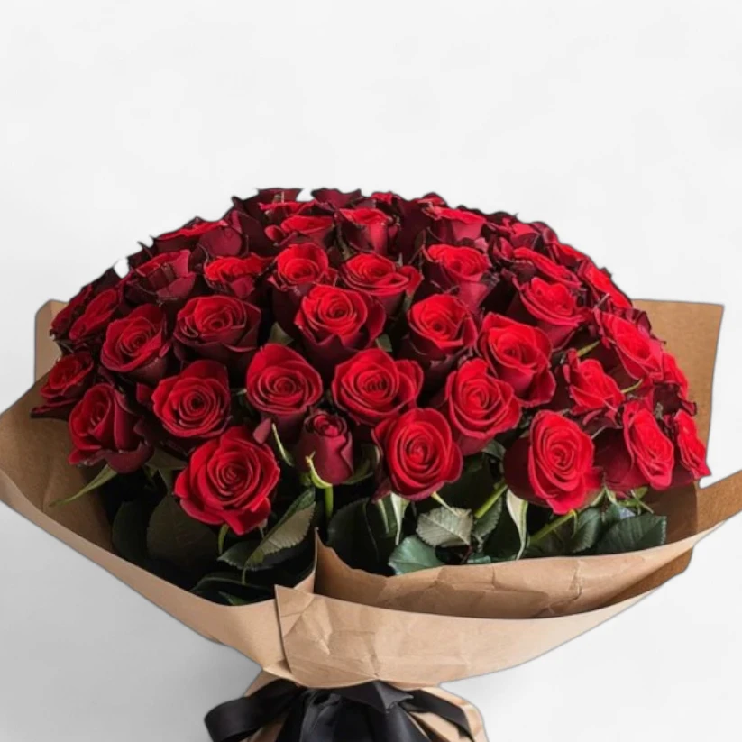 Fresh 100 Red Roses Flower Bouquet
