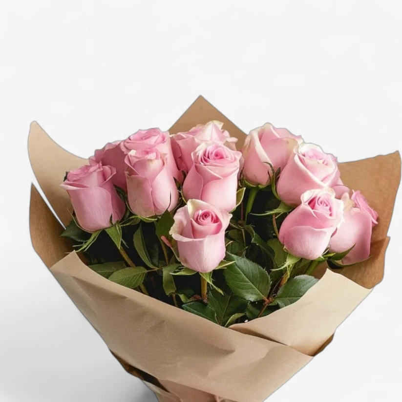 Fresh Pink Roses Flower Bouquet