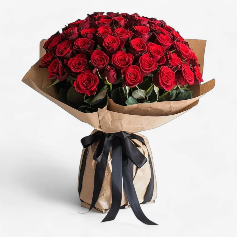 Fresh 100 Red Roses Flower Bouquet