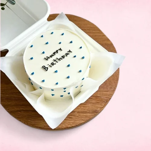 Happy Birthday Celebration Blue mini Heart Mini Cake - White