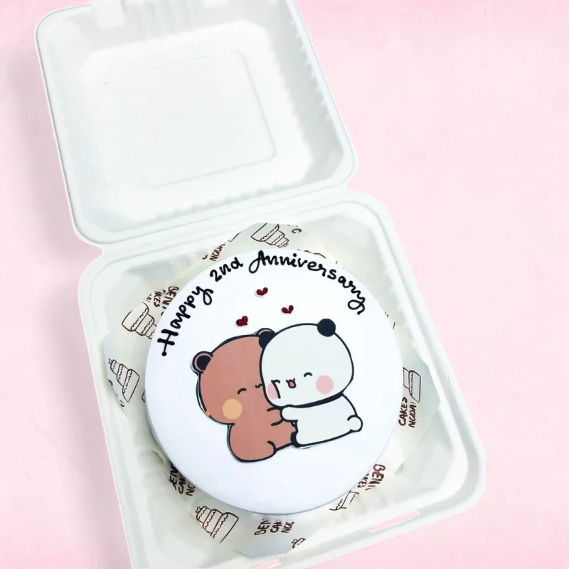 Happy Anniversary Boo boo Mini Cake - White
