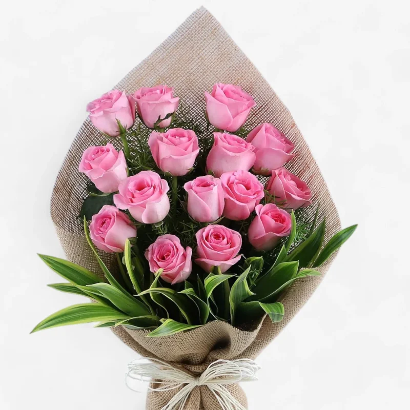 Rustic Romance Pink Roses Bouquet - Image 2