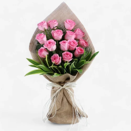 Rustic Romance Pink Roses Bouquet