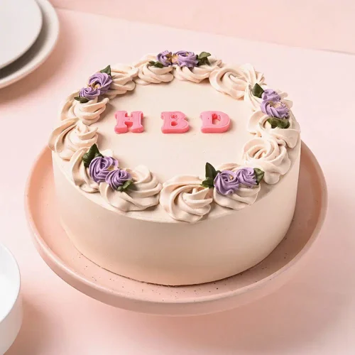 Elegant Rosette Vanilla Birthday Cake