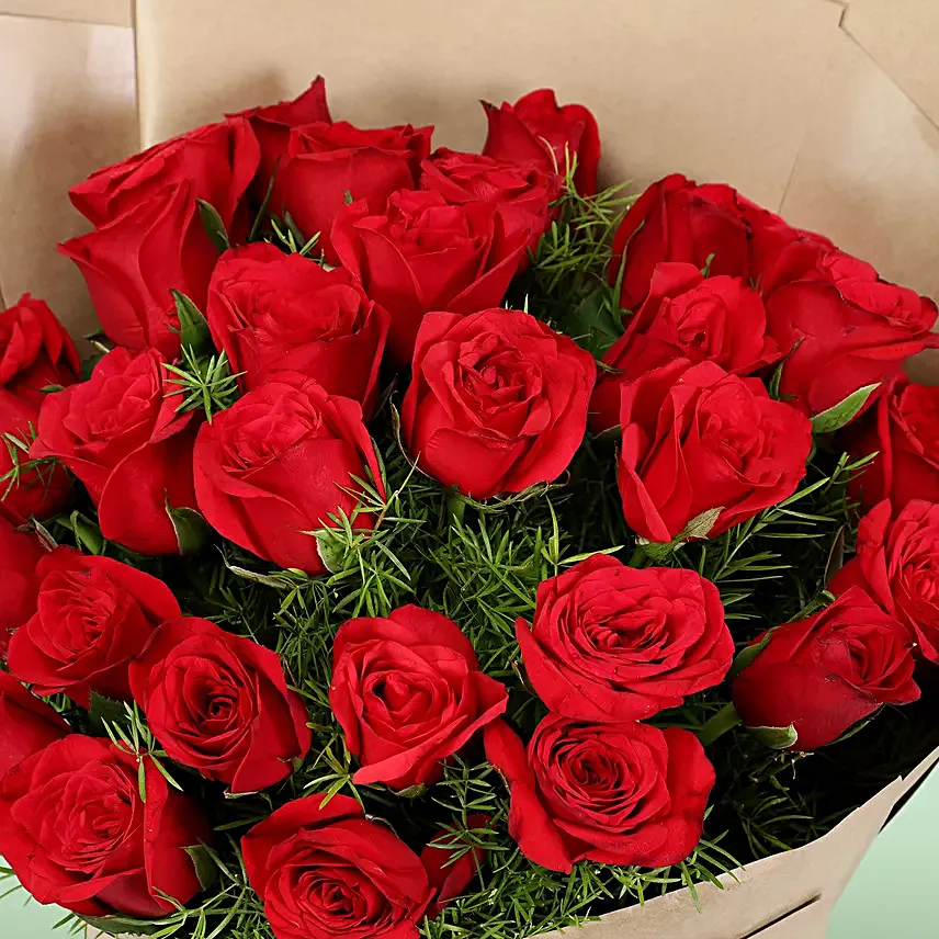Fresh 25 Red Roses Flower Bouquet - Image 2