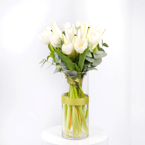White Tulip n Lilies Vase