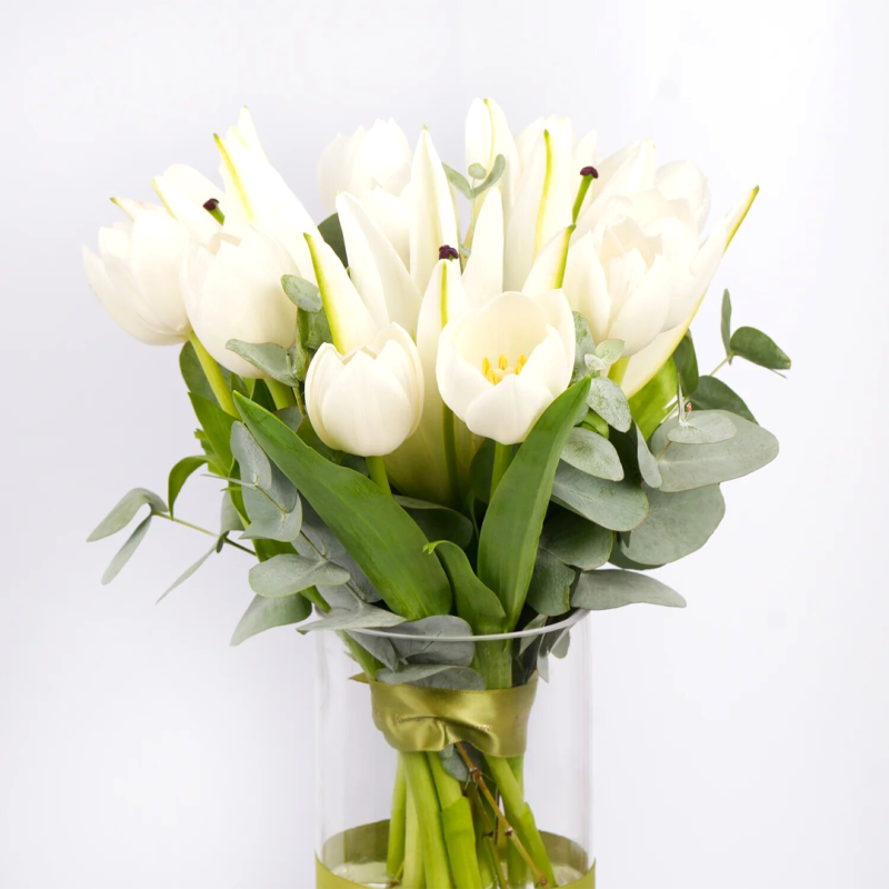 White Tulip n Lilies Vase - Image 3