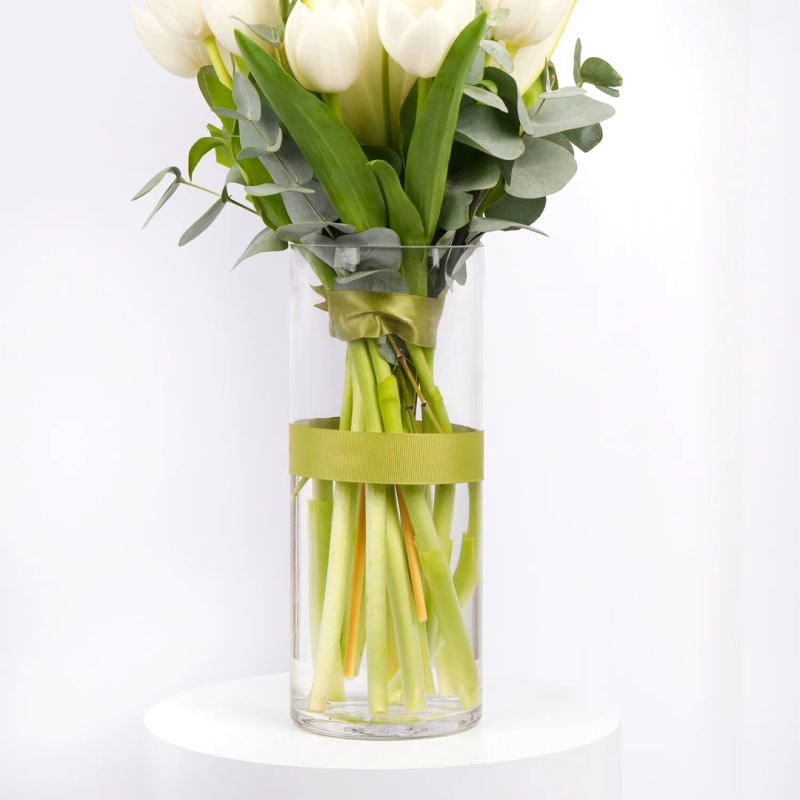 White Tulip n Lilies Vase - Image 2