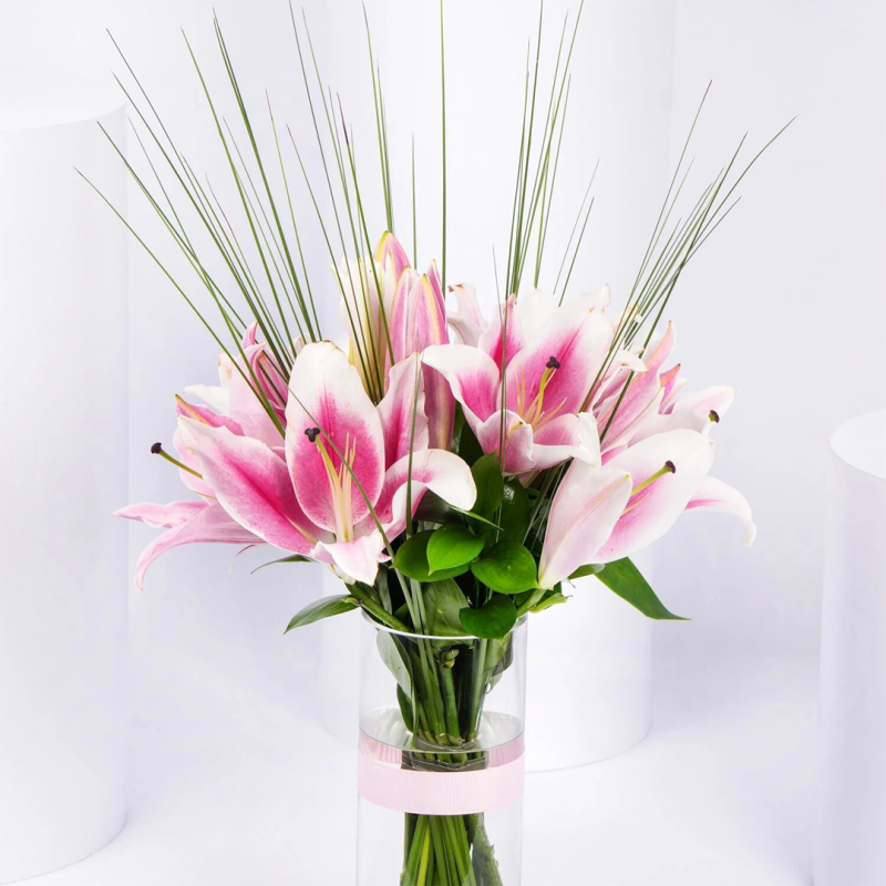 Pink Lily Nice Arrangement in a Vase - Image 4