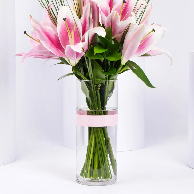 Pink Lily Nice Arrangement in a Vase - Image 2