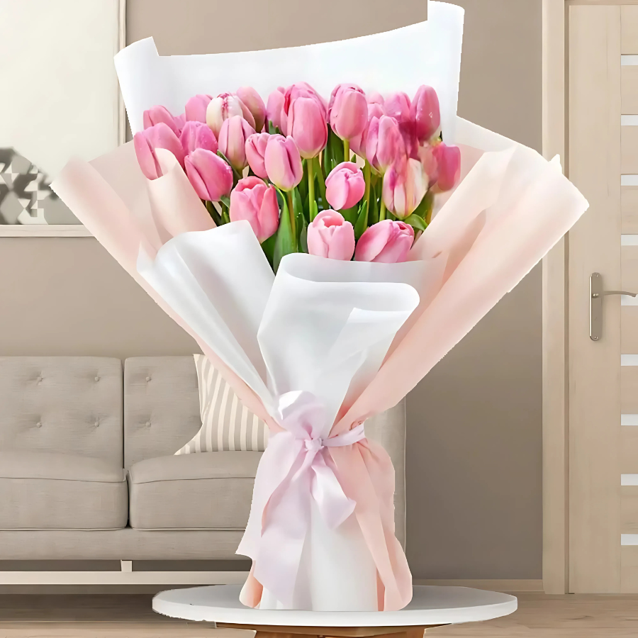 Lovely Bouquet of 30 Pink Tulips