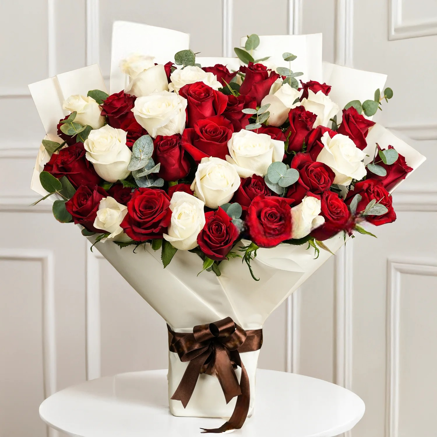 Charm of Red & White Roses Bouquet