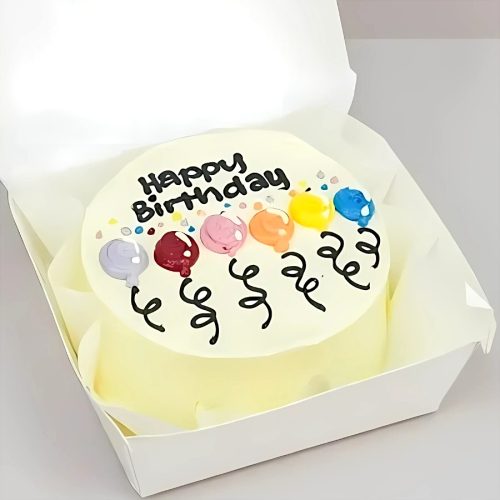 Happy Birthday Balloon Mini Bento Cake - White