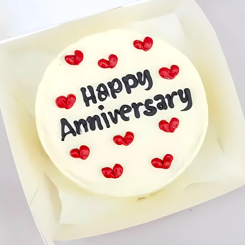 Happy Anniversary Mini Bento Cake - White