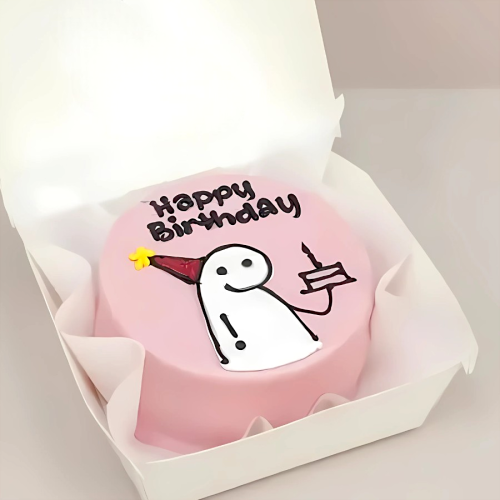 Happy Birthday Character Mini Bento Cake - Pink