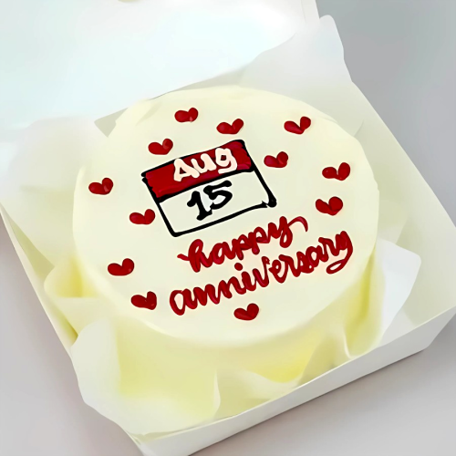 Happy Anniversary Date Mini Bento Cake - White