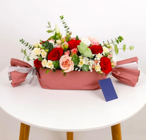 Elegant Floral Candy Box Arrangement